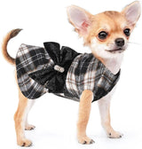 Plaid Dog Sweater Dress for Small Dogs – Warm Winter Outfit for Girl & Boy Puppies
