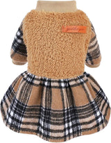 Plaid Dog Sweater Dress for Small Dogs – Warm Winter Outfit for Girl & Boy Puppies