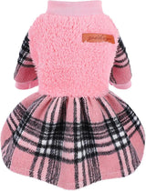 Plaid Dog Sweater Dress for Small Dogs – Warm Winter Outfit for Girl & Boy Puppies