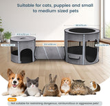 Portable Pet Playpen with Tunnel Foldable 3-in-1 Indoor Outdoor Small Pet & Cats