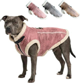 Retro Aviator Dog Jacket Faux Leather Sherpa Coat XS-3XL Winter