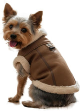 Retro Aviator Dog Jacket Faux Leather Sherpa Coat XS-3XL Winter