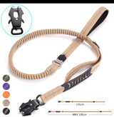 Heavy duty tactical bungee leash shock absorbing reflective, no pull.