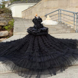 The Midnight Princess Gown - Luxury Black Lace Dress
