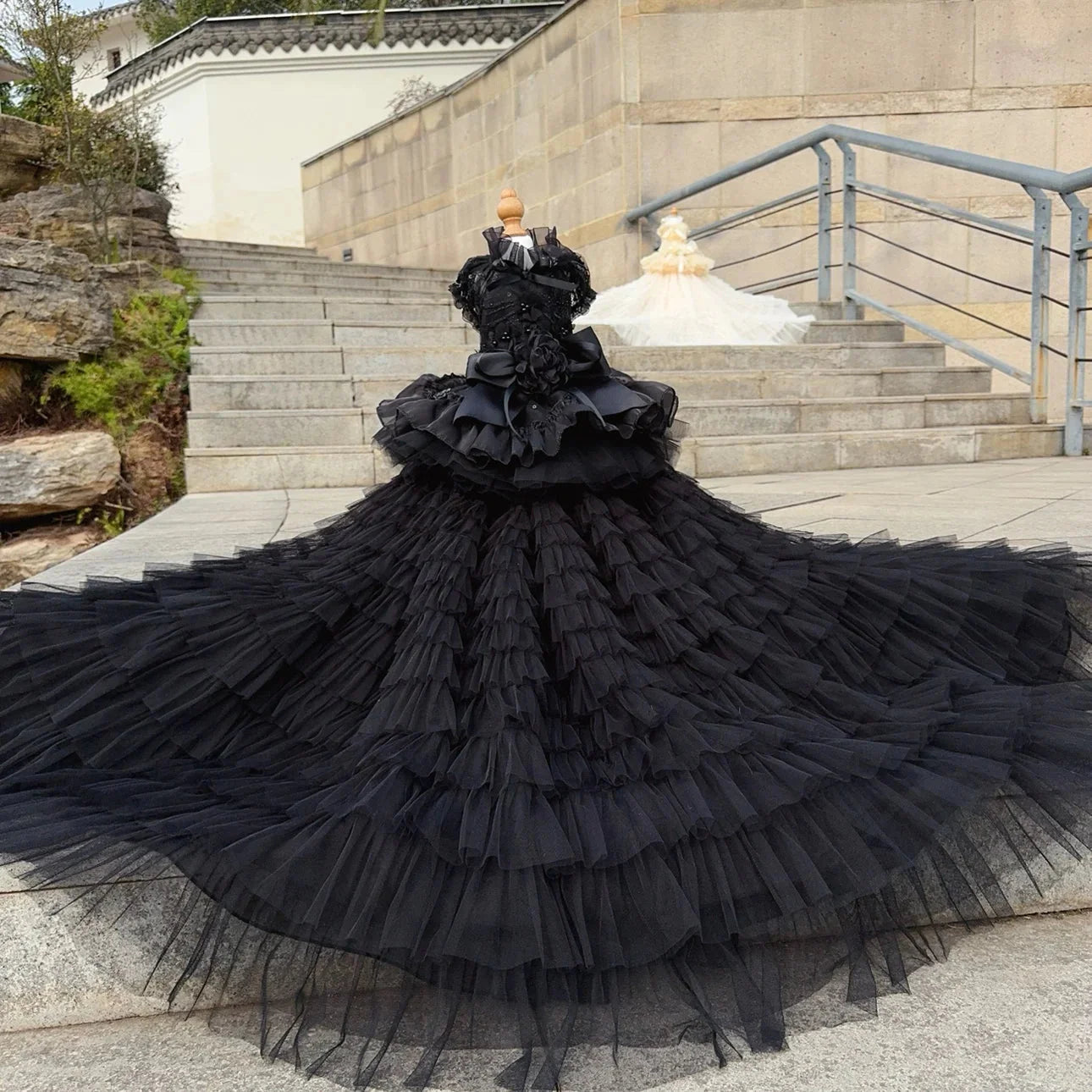 The Midnight Princess Gown - Luxury Black Lace Dress