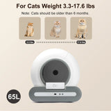 DOEL 65L Self-Cleaning Cat Litter Box App Control – ONLY Supports 2.4G WiFi w/ Litter Mat & Trash Bags