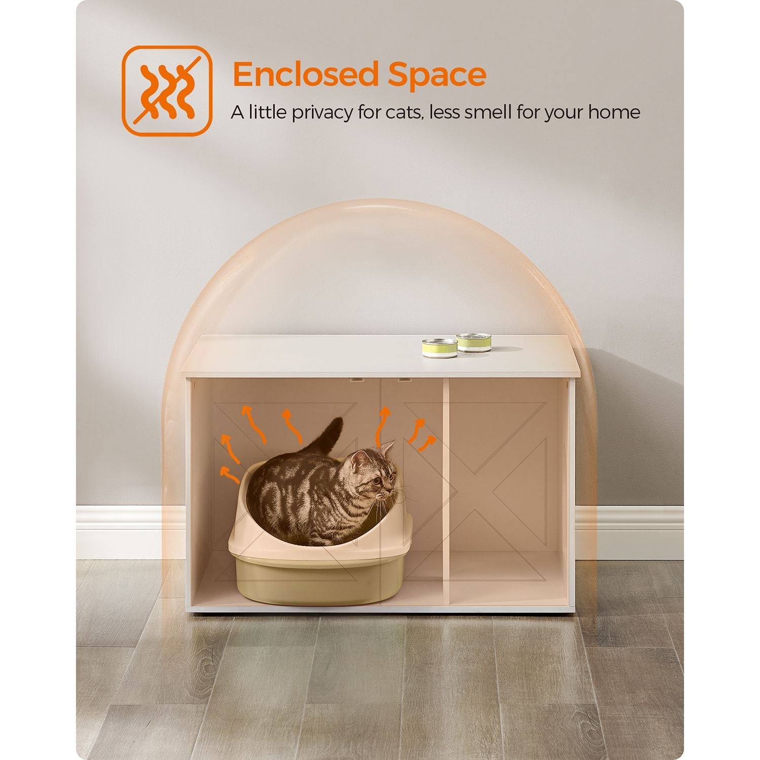 Cat Litter Box Enclosure with Removable Divider