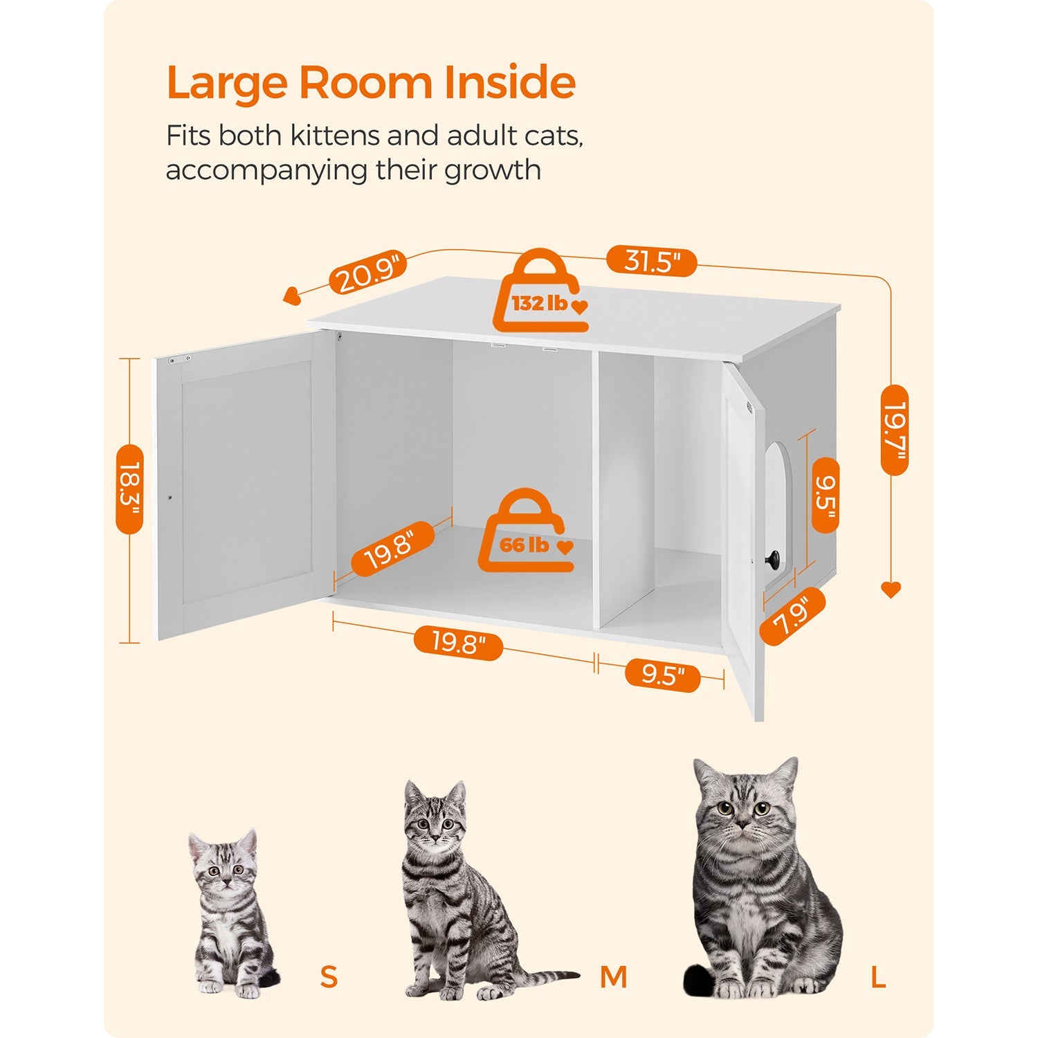 Cat Litter Box Enclosure with Removable Divider