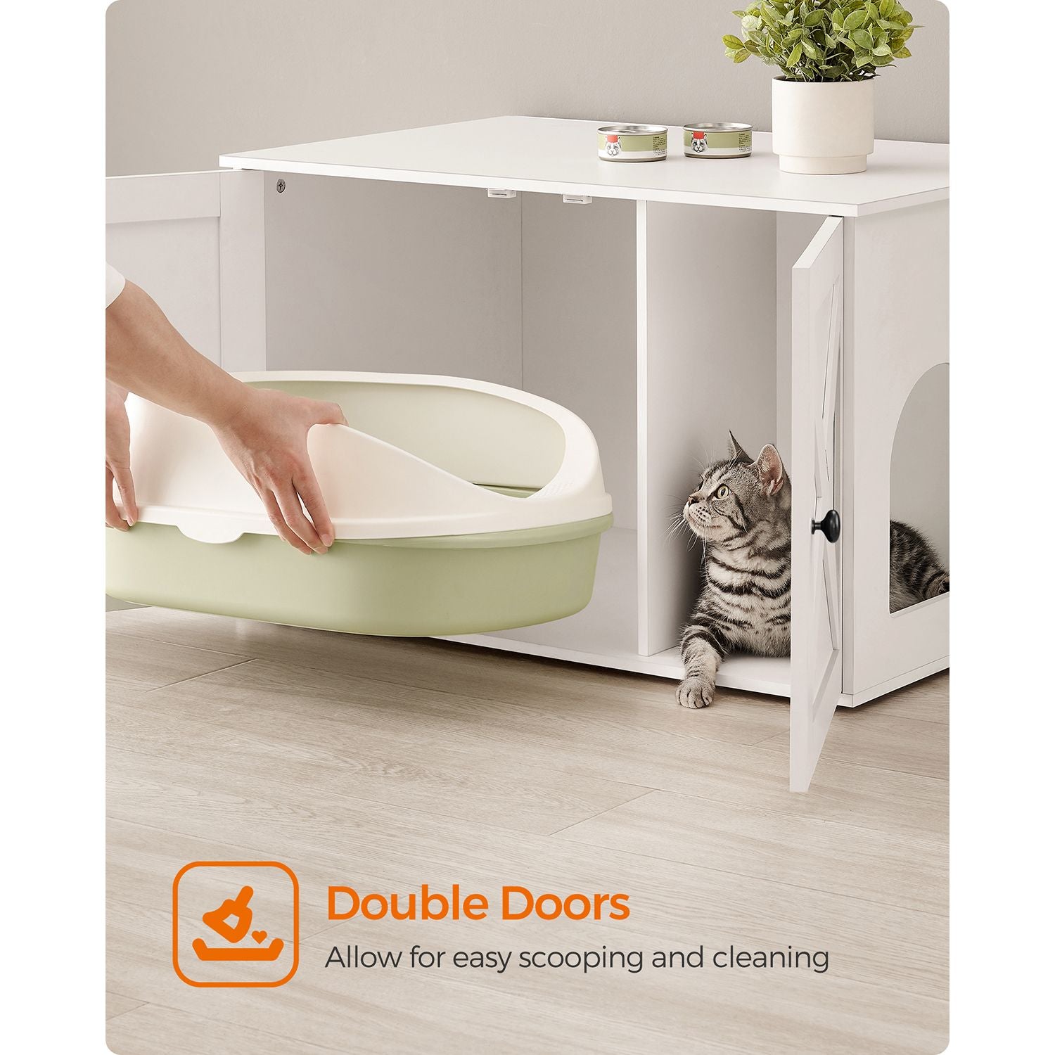 Cat Litter Box Enclosure with Removable Divider