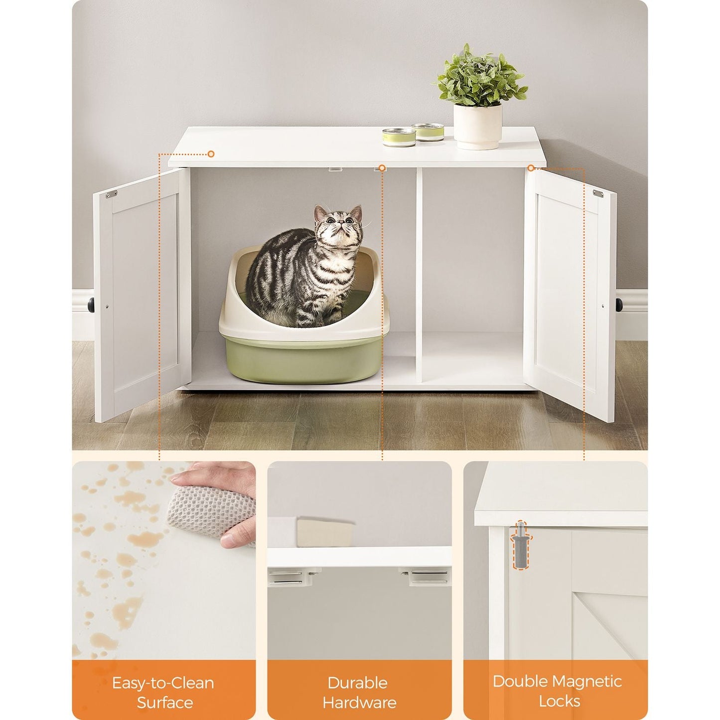 Cat Litter Box Enclosure with Removable Divider
