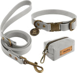 Waterproof Dog Collar & 4FT Leash Set Adjustable XS–XL with Poop Bag