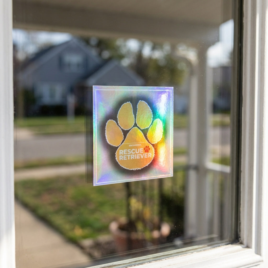 Rescue Retriever® Reflective Pet Alert Safety Sticker 2 Pack | Pets Inside Fire Rescue Decal | Waterproof UV Vinyl | Window Door Sign | Designed by a Firefighter