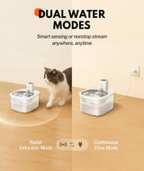 Wireless Cat Water Fountain Stainless Steel Battery Quiet 2.5L Automatic