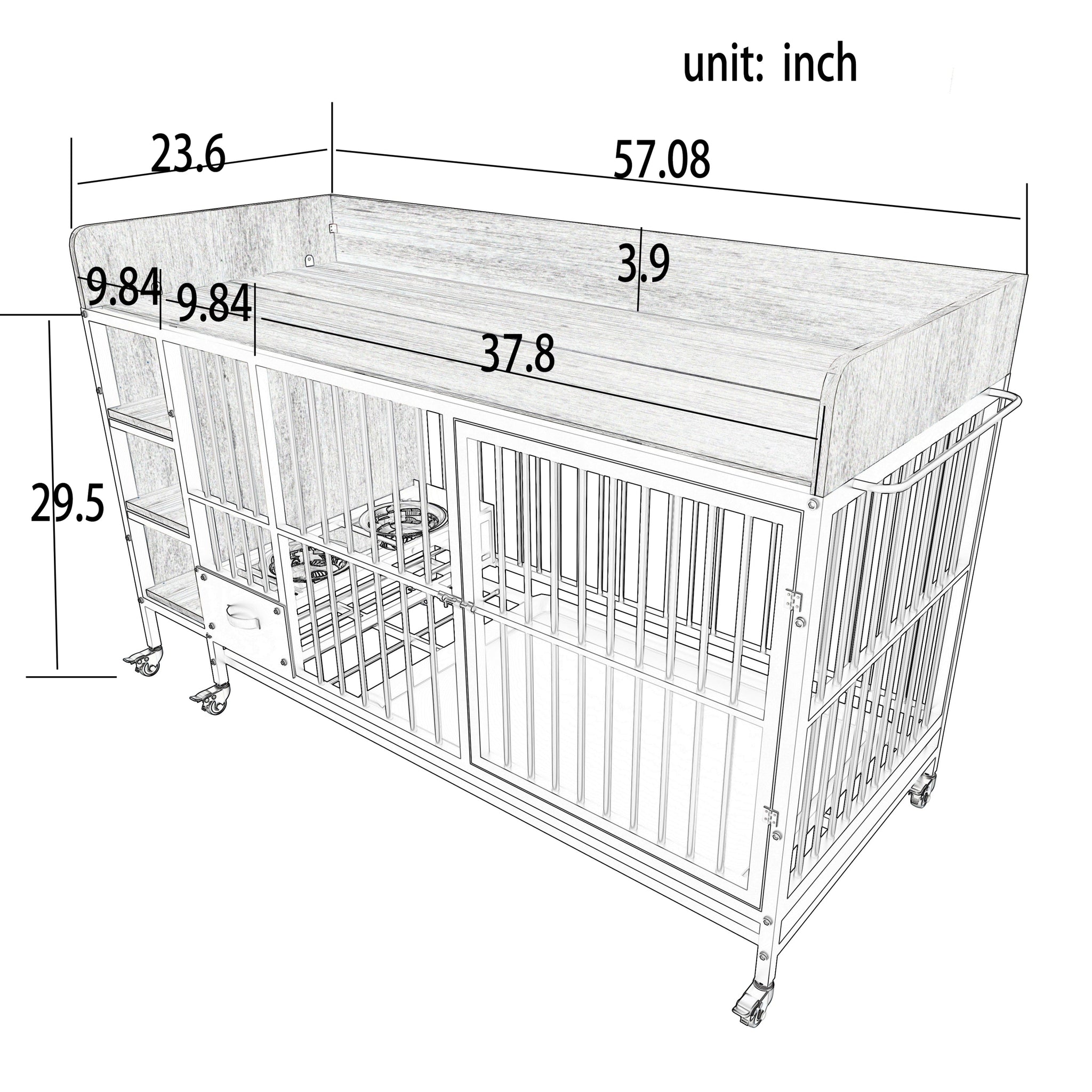 Large Pet Cage with Storage Rack Black and Beige