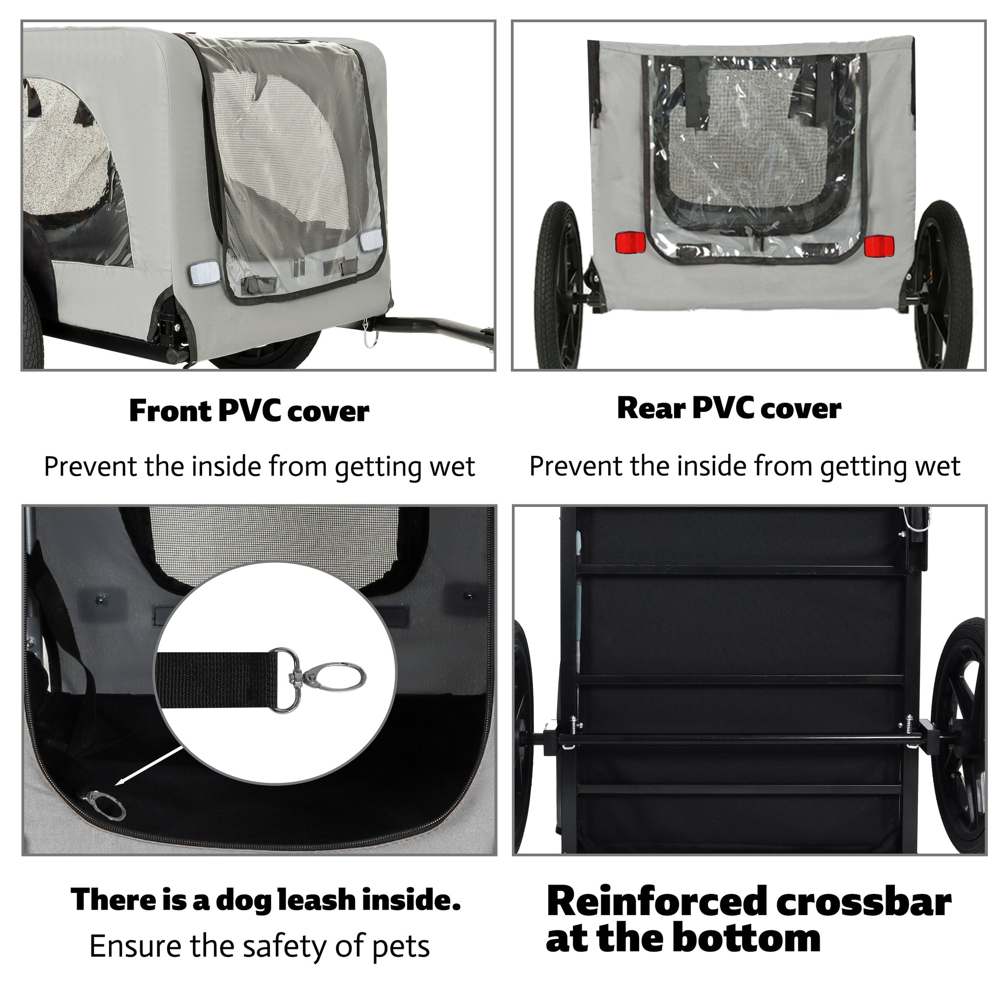 Outdoor Heavy Duty Collapsible Pet Bike Trailer with 16-Inch All-Terrain Wheels