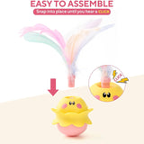 Interactive Automatic Cat Feather Toy, Rotating With LED Light, Rechargeable Electronic Chirping Toys For Indoor Cats.