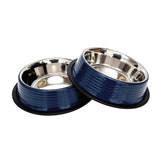 Country Living Set of 2 Ribbed Non-Slip Pet Bowls – Poseidon Blue