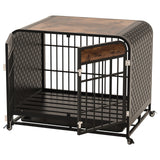 Heavy Duty Dog Crate Furniture Table 33 Inch Brown for Stylish Pet Housing