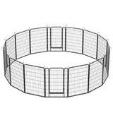 16 Panels Heavy-Duty Metal Playpen with Door, 39.37' H Dog Fence Pet Exercise Pen for Outdoor, Indoor