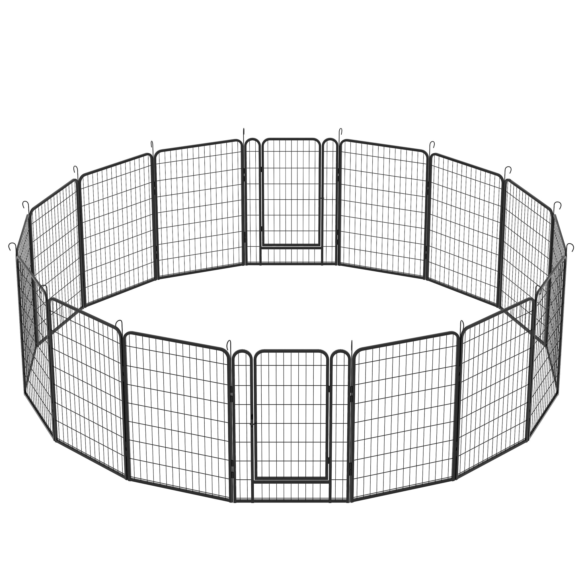16 Panels Heavy-Duty Metal Playpen with Door, 39.37' H Dog Fence Pet Exercise Pen for Outdoor, Indoor