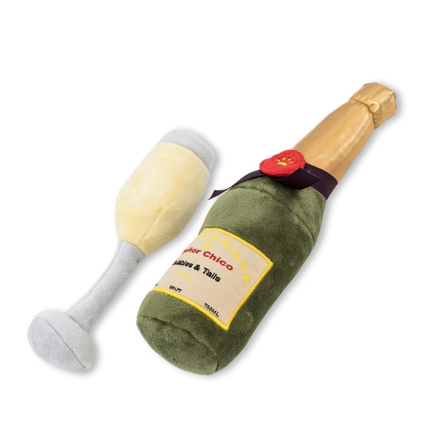 Champawgne-Cheers Plush Dog Toy Gift Set – with Squeaker & Crinkle Paper