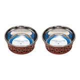 Country Living Set of 2 Stainless Steel Dog Bowls – Farmhouse Style, Ideal for Small to Medium Dogs