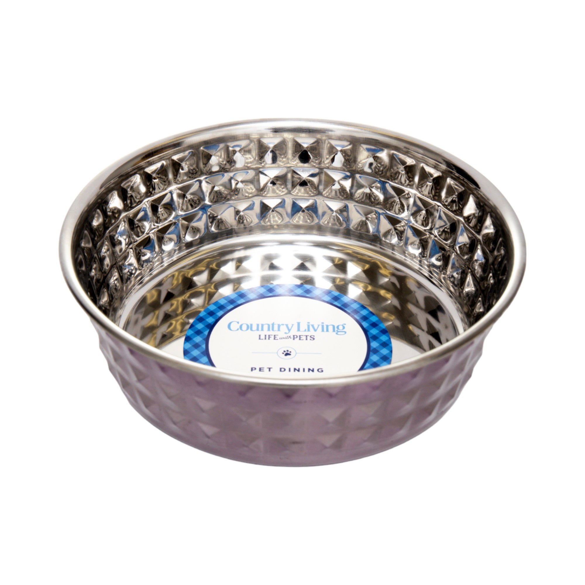 Country Living Set of 2 Hammered Stainless Steel Dog Bowls – Lavender