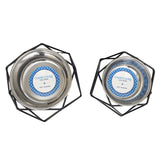 Country Living Elevated Single Dog Bowl Feeder – Geometric Design with Removable Stainless Steel Bowl