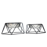 Country Living Elevated Single Dog Bowl Feeder – Geometric Design with Removable Stainless Steel Bowl