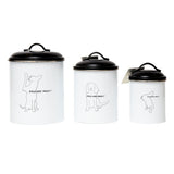 Country Living Set of 3 Pet Treat Storage Canisters – Black & White