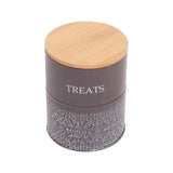 Country Living Dog Treat Canisters - Set of 2 Carbon Steel Jars with Bamboo Lids – Volcanic Gray