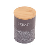 Country Living Dog Treat Canisters - Set of 2 Carbon Steel Jars with Bamboo Lids – Volcanic Gray