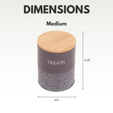 Country Living Dog Treat Canisters - Set of 2 Carbon Steel Jars with Bamboo Lids – Volcanic Gray