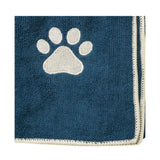 Country Living Large Marine Blue Microfiber Dog Bath Towel with Embroidered Paw Print