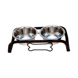 Country Living Rustic Dog Bone Elevated Feeder with 2 Stainless Steel Bowls