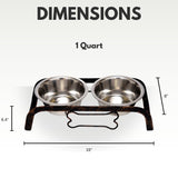 Country Living Rustic Dog Bone Elevated Feeder with 2 Stainless Steel Bowls