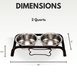 Country Living Rustic Dog Bone Elevated Feeder with 2 Stainless Steel Bowls