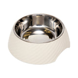 Country Living Set of 2 Round Twill Melamine Dog Bowls with Removable Stainless Steel Inserts – White Swan