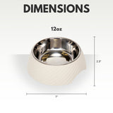 Country Living Set of 2 Round Twill Melamine Dog Bowls with Removable Stainless Steel Inserts – White Swan