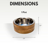Country Living Stainless Steel Dog Bowl with Cylindrical Mango Wood Holder