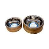 Country Living Stainless Steel Dog Bowl with Cylindrical Mango Wood Holder