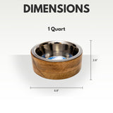 Country Living Stainless Steel Dog Bowl with Cylindrical Mango Wood Holder