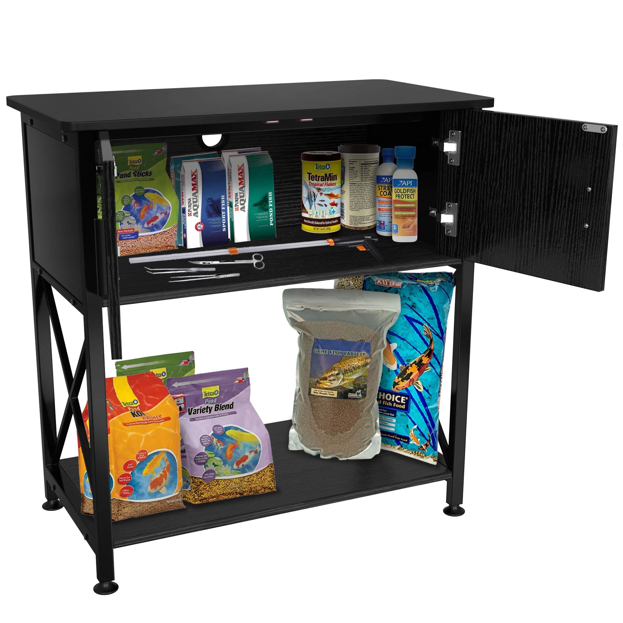 Fish Tank Stand Metal Aquarium Stand for 20 Gallon Long with Accessories Storage