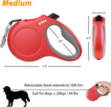 16 ft Retractable Dog Leash with Dispenser and Poop Bags