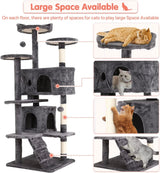 Ultimate 54-Inch Double Condo Cat Tree Tower with Scratching Post & Cozy Perch for Indoor Cats - Stylish Ashy Design