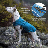 Dog Jacket, Reversible Winter Jacket for Dogs, Pet Coat for Hiking, Water Resistant, Reflective, Lightweight, Wear with Harness, Athletic, Loft Jacket (Liberty Floral, S), Floral/Magenta