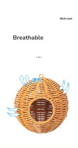 DecorBites™ Handwoven Grass Bird Cage Hut for Small Birds