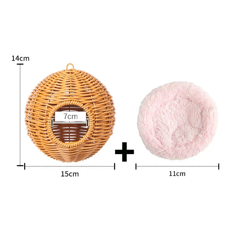 DecorBites™ Handwoven Grass Bird Cage Hut for Small Birds