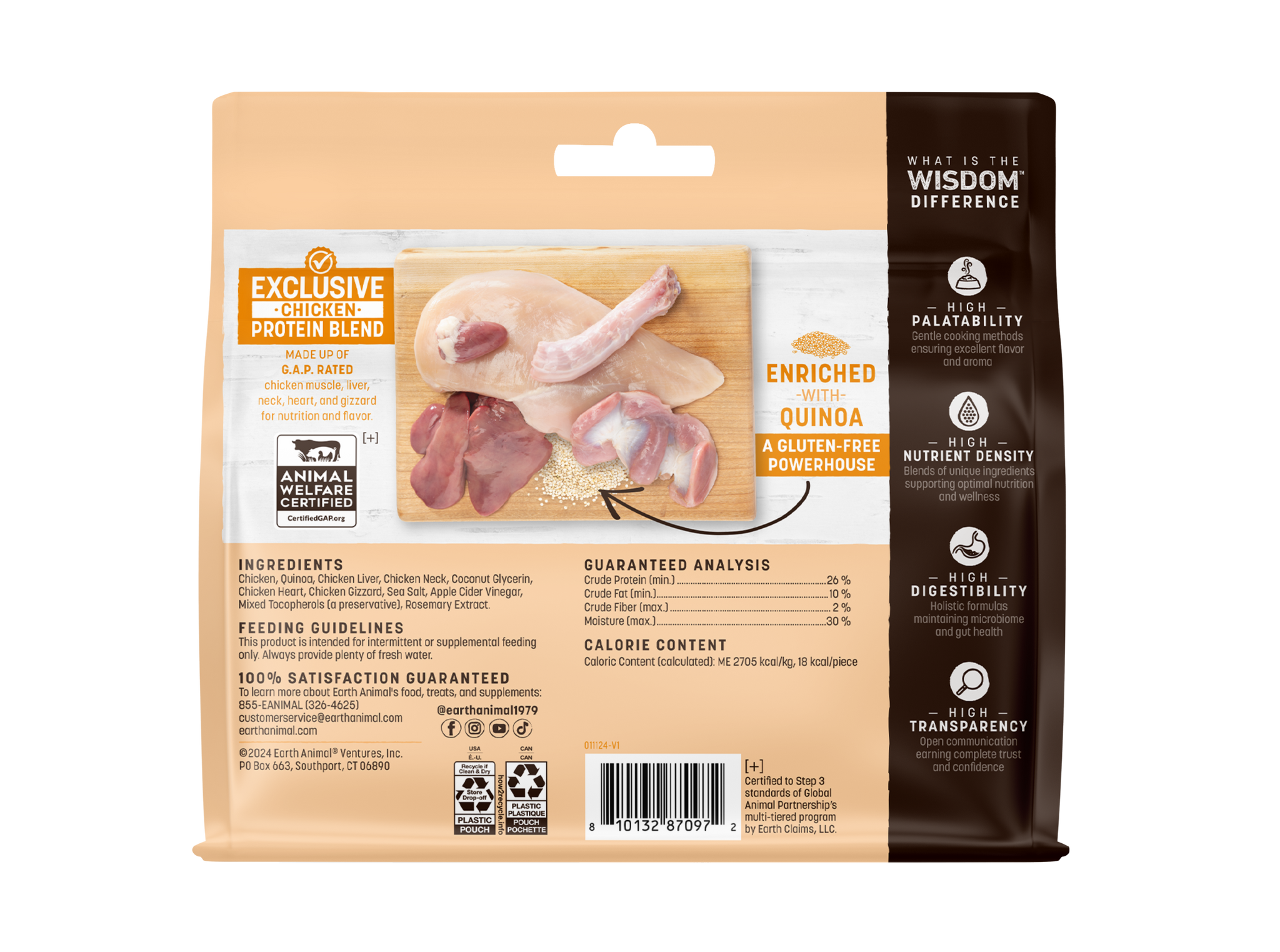 Earth Animal Wisdom Air Dried Chicken Jerky Dog Treats (4oz)