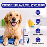 Veterinary Ear Flush for Dogs and Cats 8oz- Clear Therapy Cleaner Alcohol-Free, Itch-Relief Yeast Infections, Supports Healthy Canals - Optimized Solution Dog Washing, White/Clear